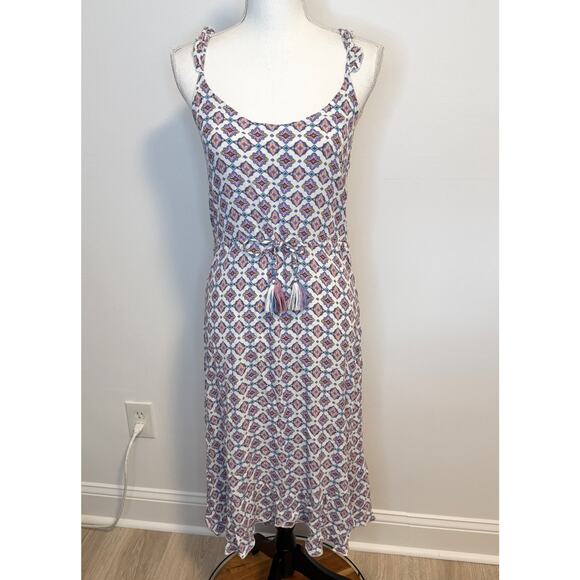 BECCA Marrakesh Ruffled Swim Cover Up Midi Dress In Cream Purple - Picture 3 of 15